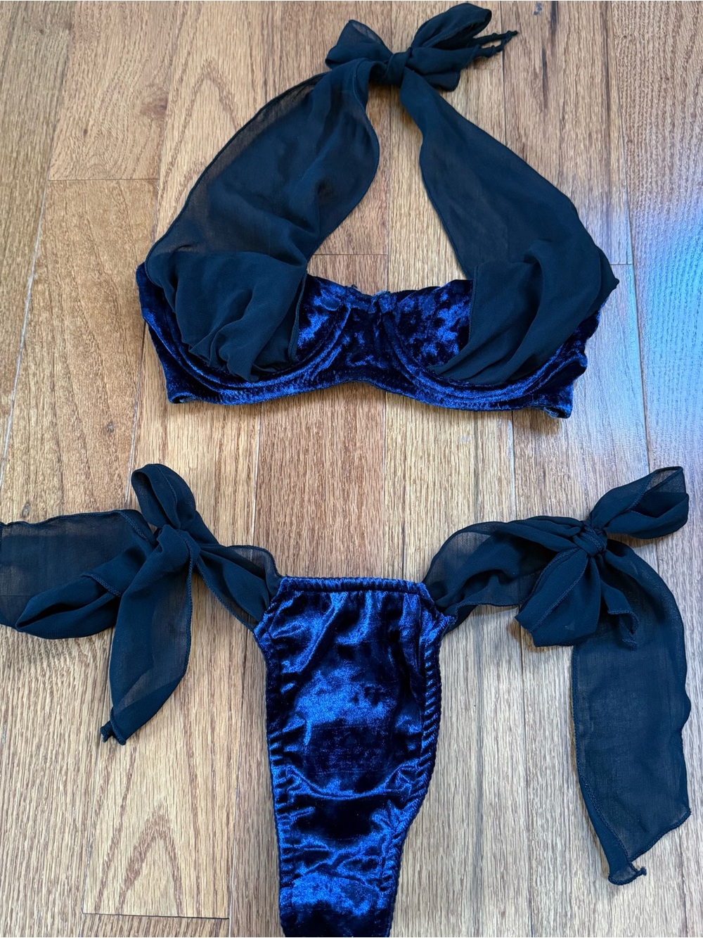 Widow Under My Spell Tie Front Top and Side Tie Bikini Bottom Set